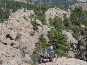 Looking back to John and Gizmo from top of Horse Tooth Mountain
